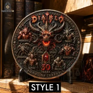 Diablo 30th Anniversary Collectible Coin Collection Diablo 30th Anniversary commemorative circular plaque featuring demonic bosses