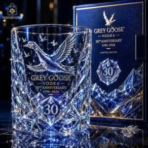 Grey Goose 30th Anniversary limited edition crystal vodka glass and presentation box