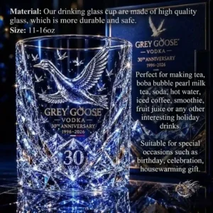 Grey Goose 30th Anniversary commemorative crystal drinking glass