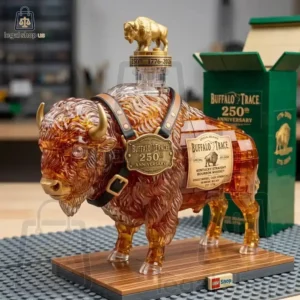 Bison Spirit Buffalo Whiskey Bottle Building Brick Set Buffalo Trace 250th Anniversary collectible building brick set shaped like a bison.