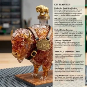 Bison Spirit Buffalo Whiskey Bottle Building Brick Set Buffalo Trace 250th Anniversary collectible bison figure with clear amber body