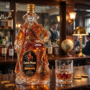 Limited edition Captain Morgan Pirates of the Caribbean rum bottle shaped like a pirate captain