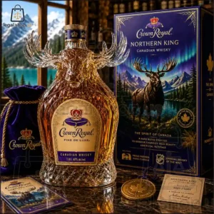 Crown Royal Northern King limited edition Canadian whisky with decorative moose-shaped decanter and collector's box