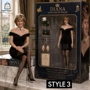 1/6 scale Princess Diana collectible figure in black off-the-shoulder dress with display packaging