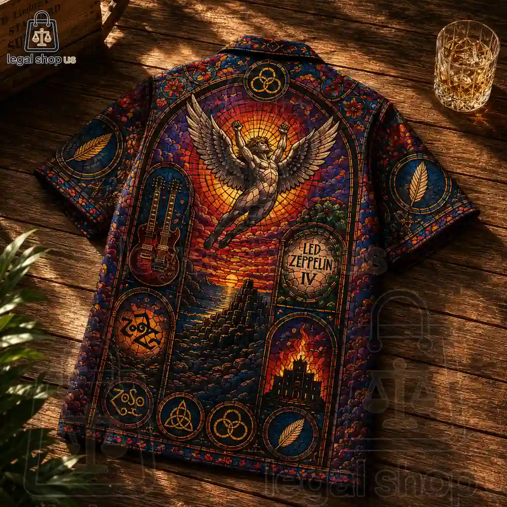 Led Zeppelin Stained Glass Hawaiian Shirt-Legalshopus