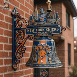 New York Knicks NBA Champions 2026 Limited Edition Wall Bell Wall-mounted New York Knicks 2026 NBA Champions decorative metal bell.