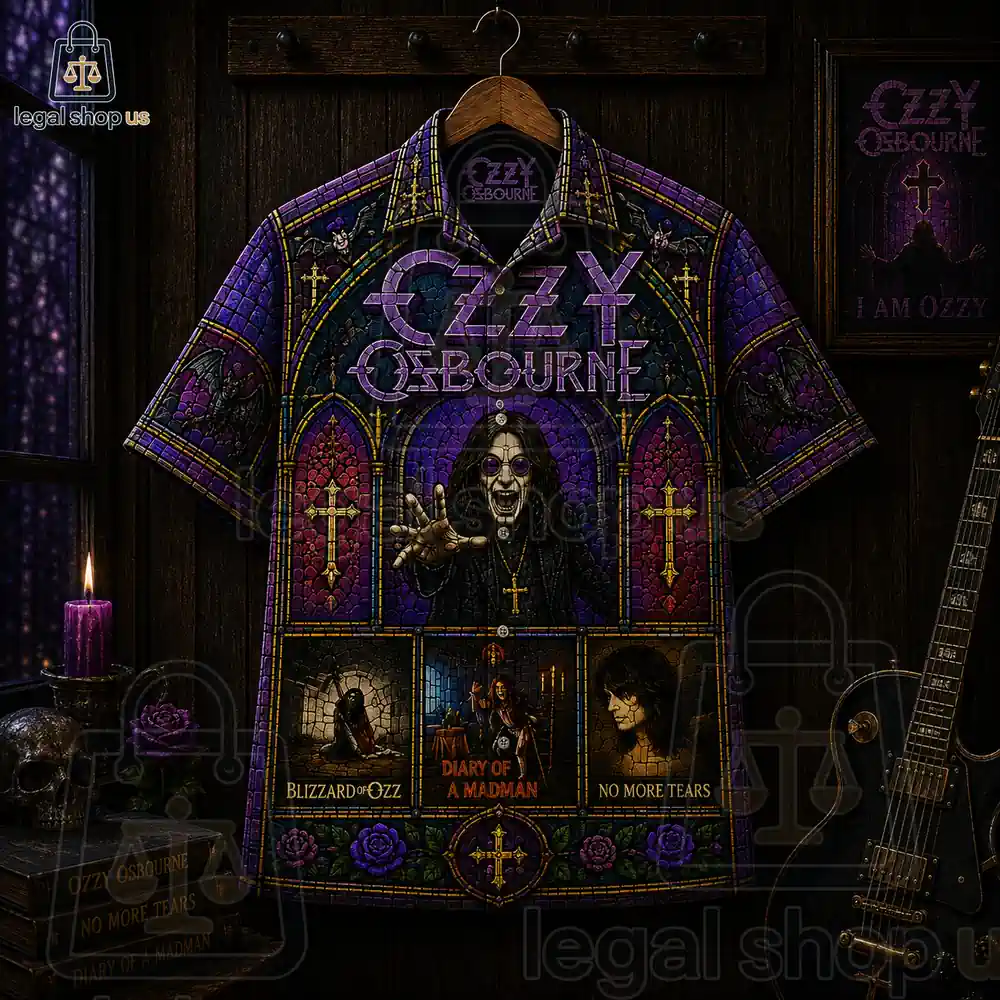 Ozzy Osbourne Gothic Stained Glass Heavy Metal Button Hawaiian