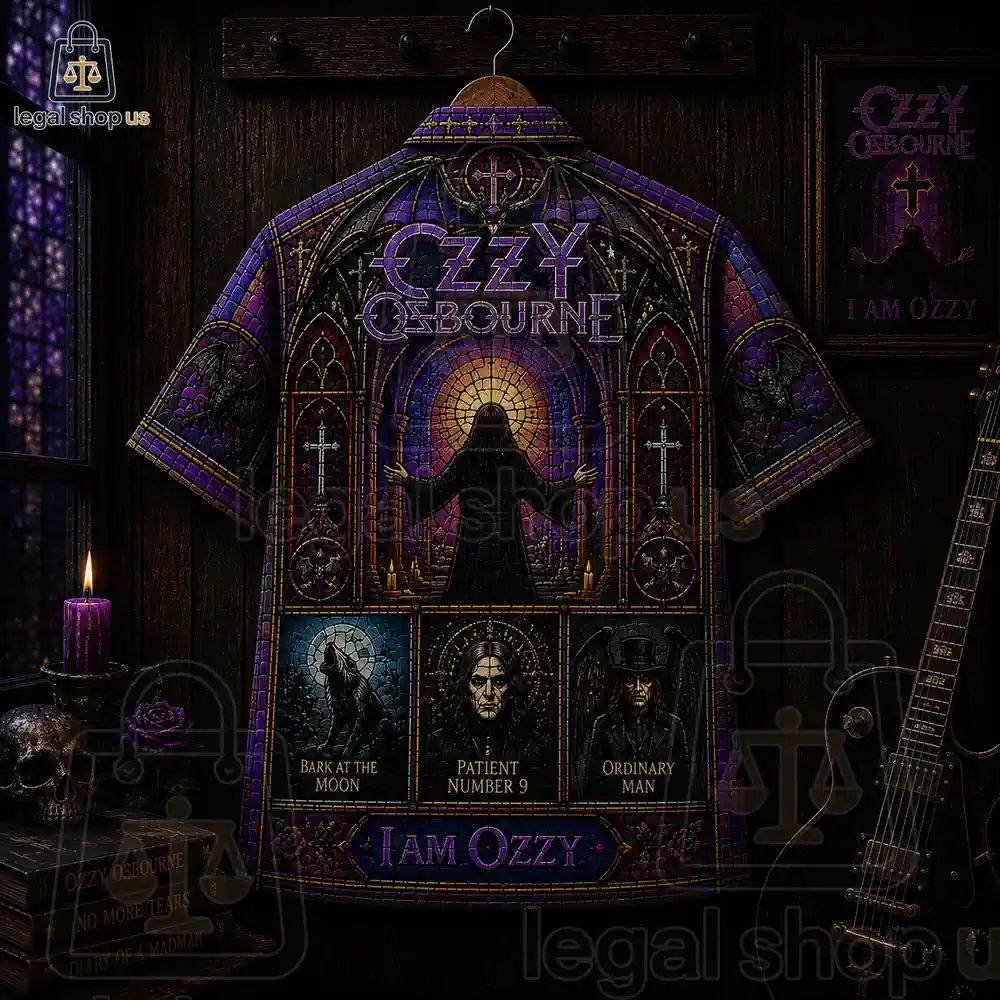 Ozzy Osbourne Gothic Stained Glass Heavy Metal Button Hawaiian