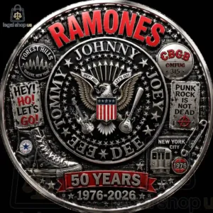 Ramones 50th Anniversary Punk Legacy Challenge Coin Commemorative 50th anniversary medallion celebrating the band Ramones