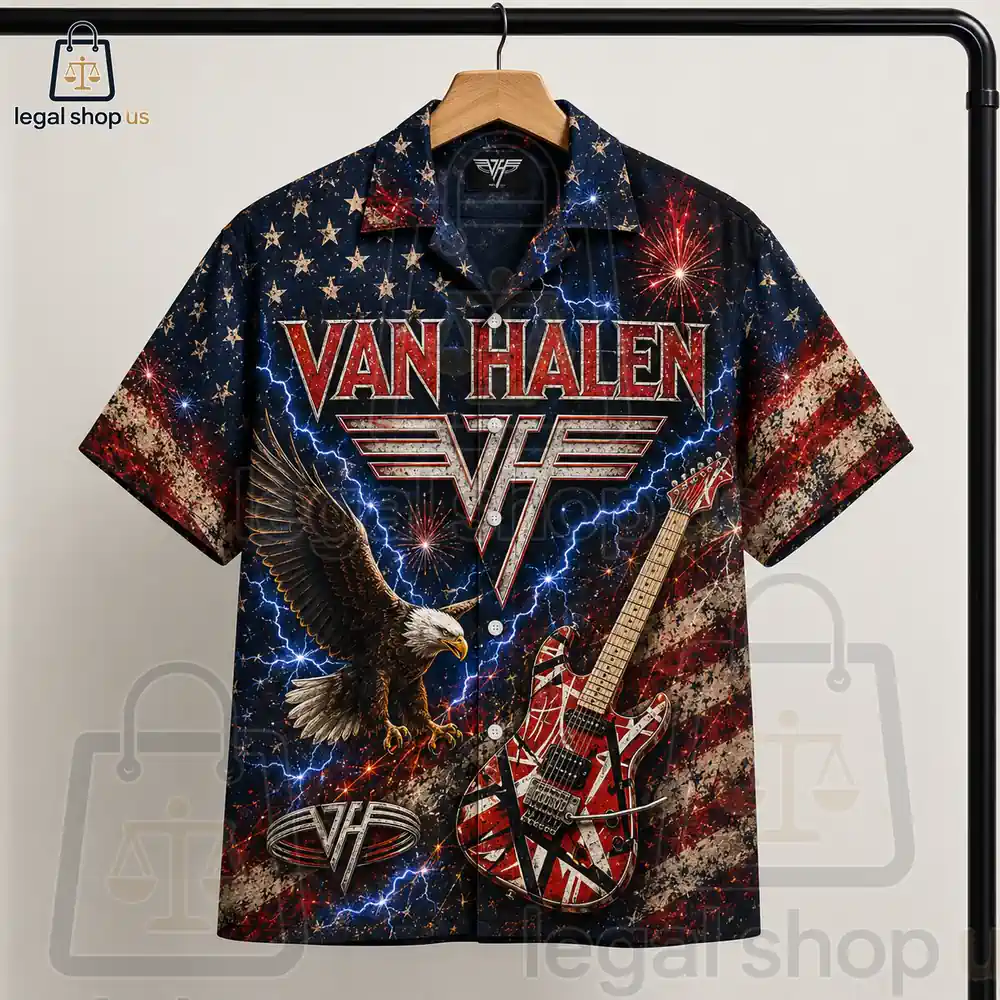 Van Halen Patriotic Eagle and Frankenstrat Guitar Art Hawaiian