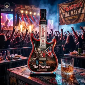 2026 Iron Maidens The Trooper Guitar Whiskey Bottle