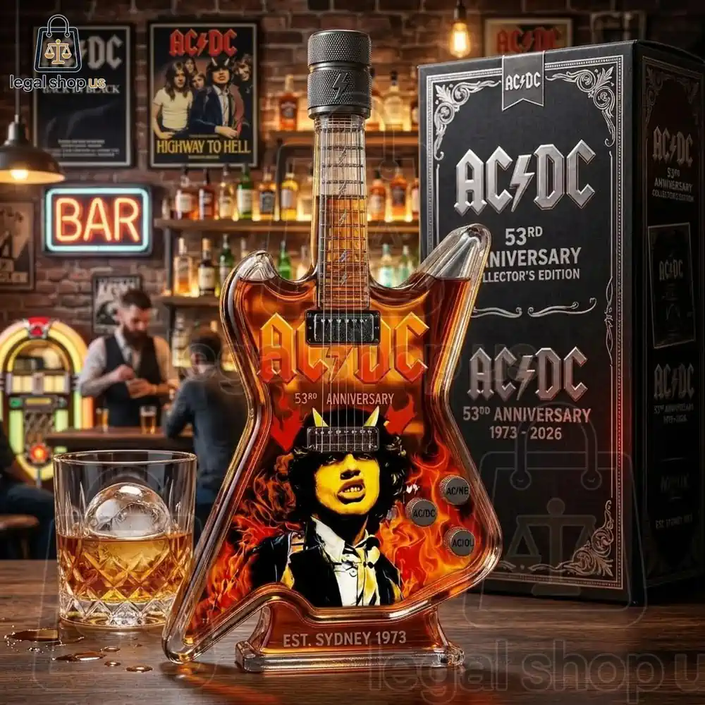 ACDC 53rd Anniversary 1973-2026 Guitar Whiskey Bottle-Legalshopus