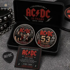 ACDC 53rd Anniversary Commemorative Challenge Coin AC/DC 53rd anniversary commemorative coin set with certificate of authenticity