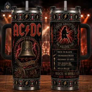 ACDC  Rock Band 40oz Rhinestone Insulated Tumbler with Handle