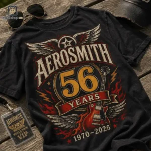Black Aerosmith 56th anniversary rock music graphic t-shirt