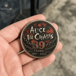 Alice In Chains 39th Anniversary 1987-2026 Commemorative Coin Alice in Chains 39th anniversary commemorative metal coin held in hand