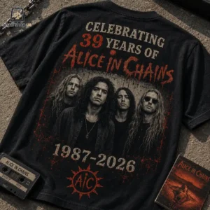 Black Alice in Chains 39th anniversary graphic t-shirt