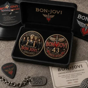 Bon Jovi 43rd anniversary commemorative coin set with memorabilia