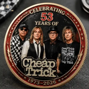 Commemorative metal coin honoring the 53rd anniversary of the rock band Cheap Trick.