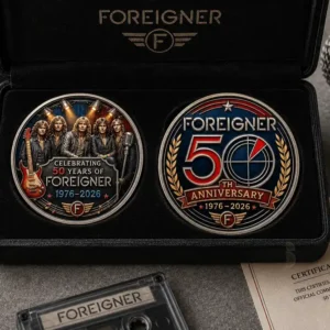 Foreigner 50th Anniversary commemorative coin set in presentation box
