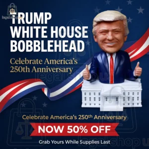 Donald Trump bobblehead figure atop the White House
