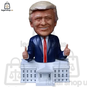 Donald Trump bobblehead figure standing on a miniature White House base