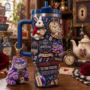 Alice in Wonderland Down The Rabbit Hole Tea Time Together Tumbler with Handle