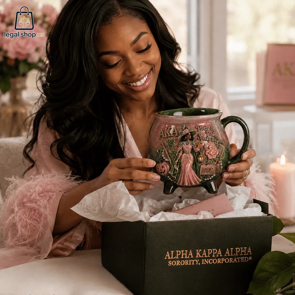 Alpha Kappa Alpha Pretty in Pink, Spooky in Green Witch Cauldron
