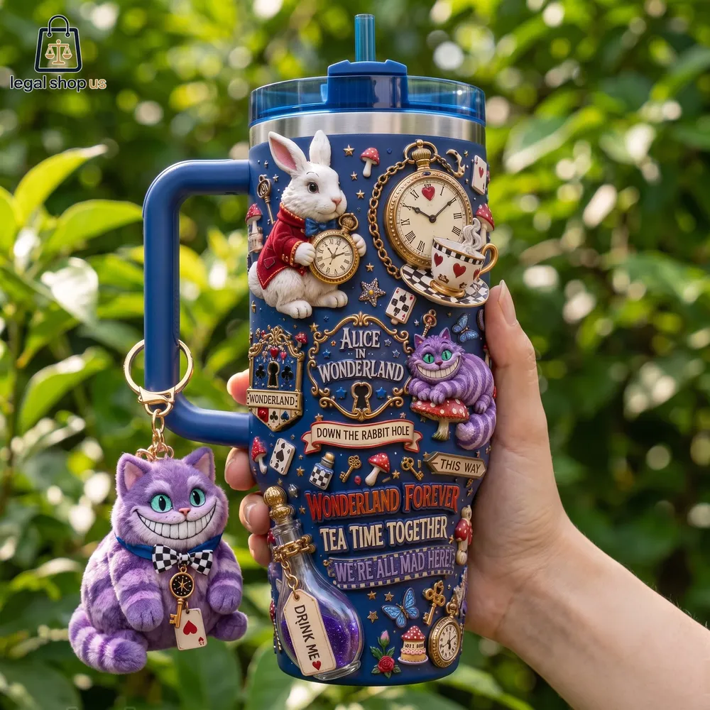 Alice in Wonderland Down The Rabbit Hole Tea Time Together Tumbler with Handle Alice in Wonderland Down The Rabbit Hole Tea Time Together Tumbler with Handle