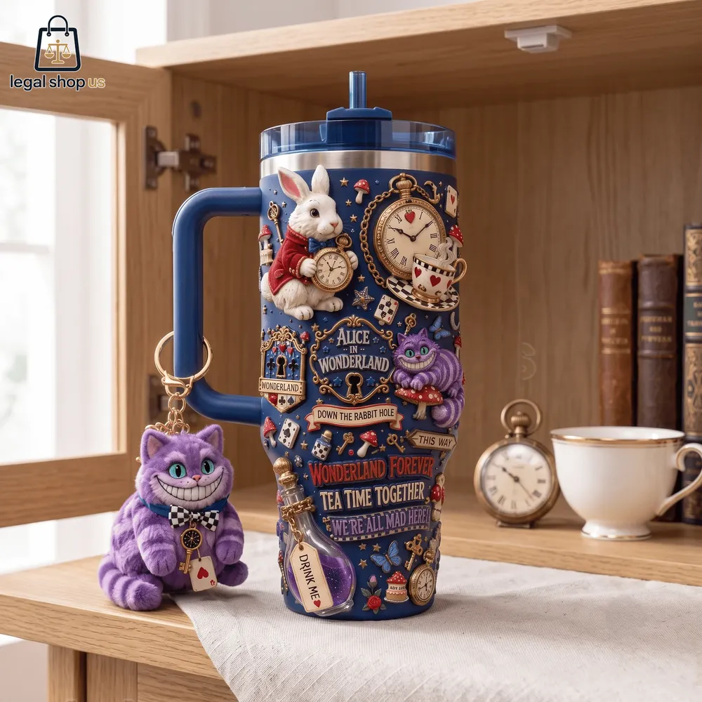 Alice in Wonderland Down The Rabbit Hole Tea Time Together Tumbler with Handle Alice in Wonderland Down The Rabbit Hole Tea Time Together Tumbler with Handle