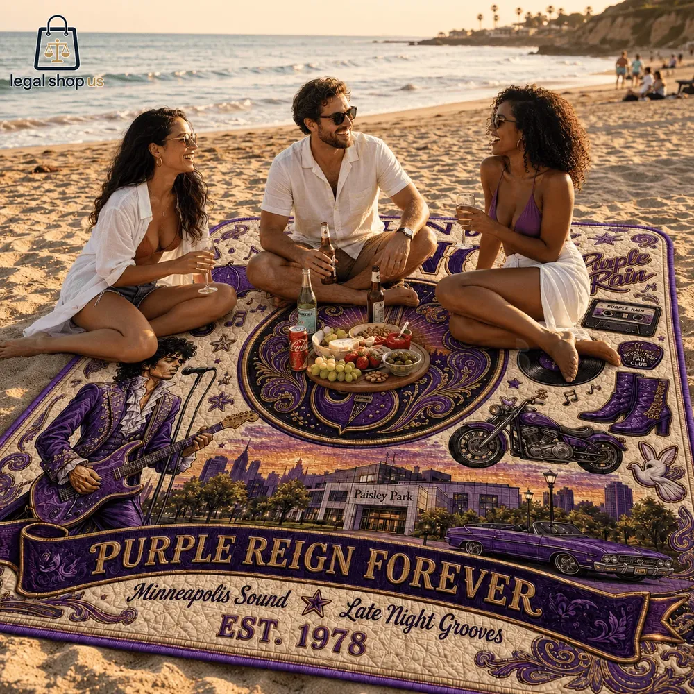 Prince Purple Rain Reign Forever Picnic Blanket-Legalshopus