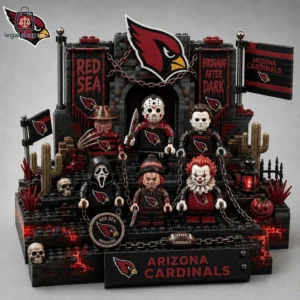 Arizona Cardinals x Halloween Building Brick Sets 2026 Custom Arizona Cardinals building block set featuring horror movie characters.