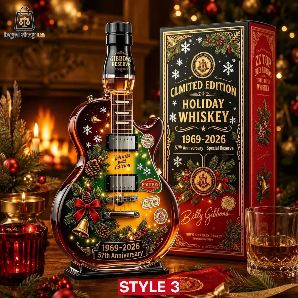 Billy Gibbons 57th Anniversary Holiday Whiskey Guitar Bottle