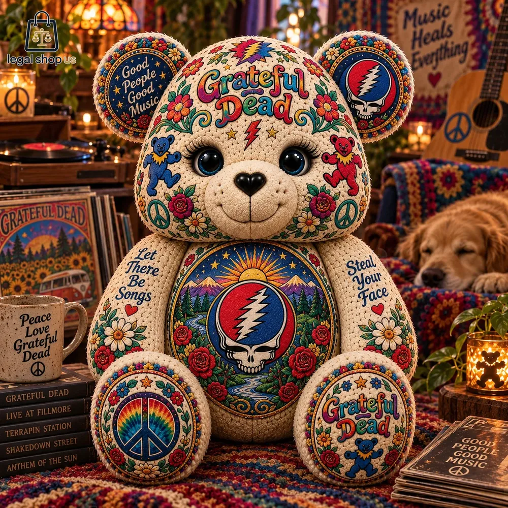 Grateful Dead Steal Your Face Bear Shaped Pillow-Legalshopus