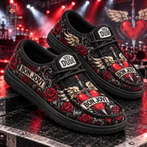 Bon Jovi Rose And Wings Rock Loafer Shoes