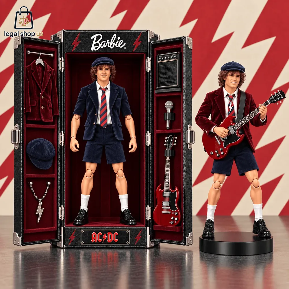 ACDC Band Angus Young Barbie Rock Legends Trunk Doll Set ACDC Band Angus Young Barbie Rock Legends Trunk Doll Set