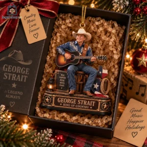 George Strait collectible holiday ornament in a gift box with a country music theme