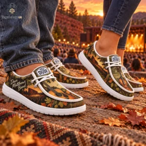 Dave Matthews Band Guitar Sunset Concert Loafer Shoes Dave Matthews Band themed shoes at an outdoor music concert at sunset