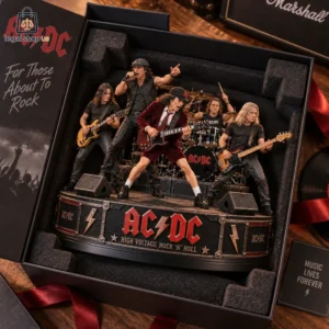 ACDC High Voltage Rock N Roll Collectible Acrylic Plaque Table Decor AC/DC band member collectible diorama statue set in presentation box
