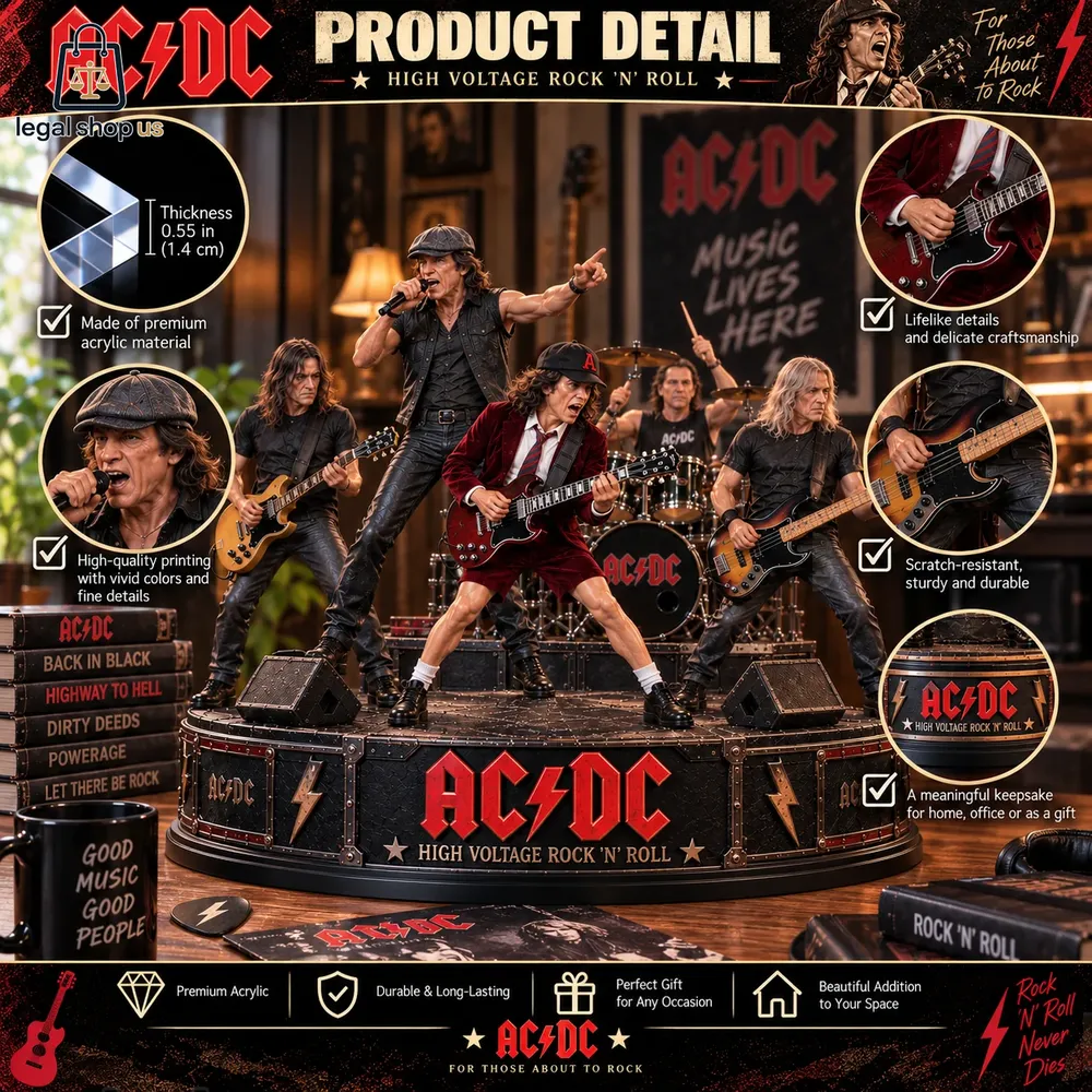ACDC High Voltage Rock N Roll Collectible Acrylic Plaque Table Decor ACDC High Voltage Rock N Roll Collectible Acrylic Plaque Table Decor