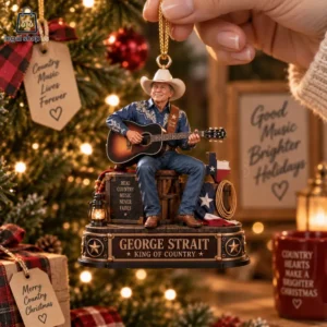 George Strait acoustic guitar collectible Christmas ornament
