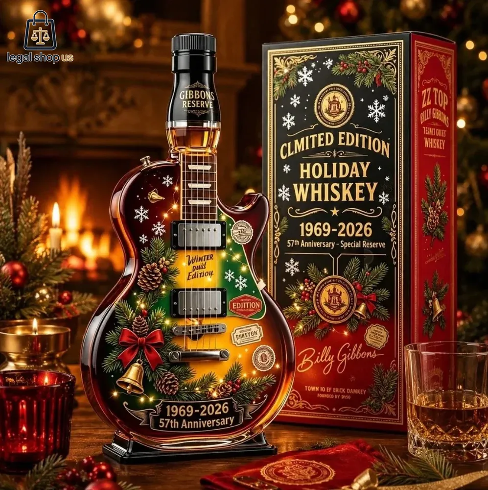 Billy Gibbons 57th Anniversary Holiday Whiskey Guitar Bottle