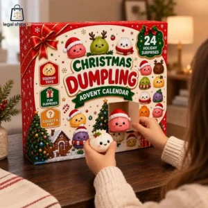 2026 Christmas Dumpling Advent Calendar Child opening a Christmas dumpling advent calendar with squishy collectibles.