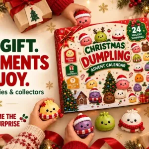 2026 Christmas Dumpling Advent Calendar Christmas dumpling advent calendar with 24 surprise squishy toy figures.