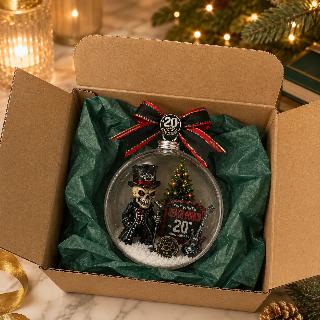 Five Finger Death Punch 20Th Anniversary Globe Ornament Five Finger Death Punch 20Th Anniversary Globe Ornament