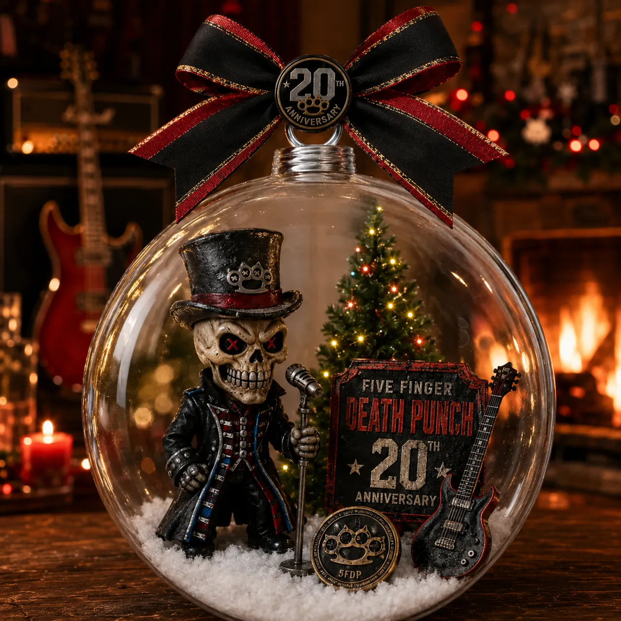 Five Finger Death Punch 20Th Anniversary Globe Ornament Five Finger Death Punch 20Th Anniversary Globe Ornament