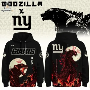 Black New York Giants hoodie featuring Godzilla graphic design