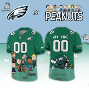 Philadelphia Eagles x Peanuts collaborative football jersey with custom name and number options