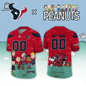 Custom Houston Texans jersey featuring Peanuts character graphics