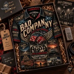 Bad Company classic rock themed gift box set with branded apparel and merchandise